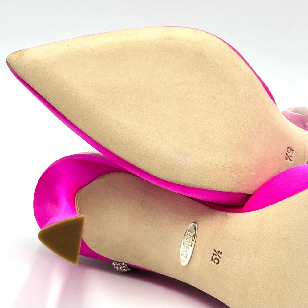 Badgley Mischka Size 5.5 Kamilah Hot Pink Jeweled Point Toe‎ Heels Pumps Shoes